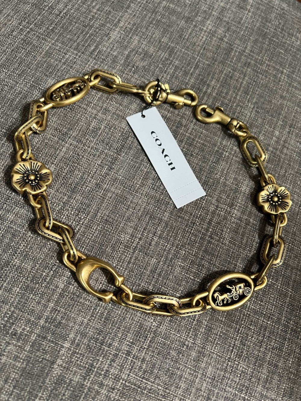 Coach Chain Strap Charm Tea Rose Signature C